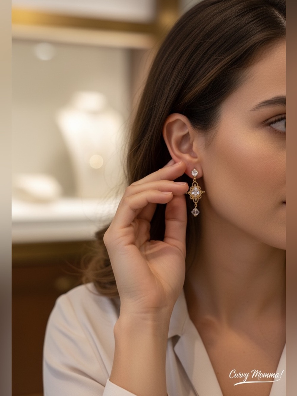 Drop Dangle Earrings - Sparkling Clear Stones - Picture 2 of 5